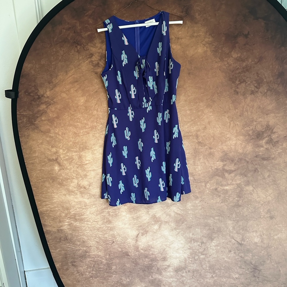 Everly Blue Cactus Pattern Mini Dress